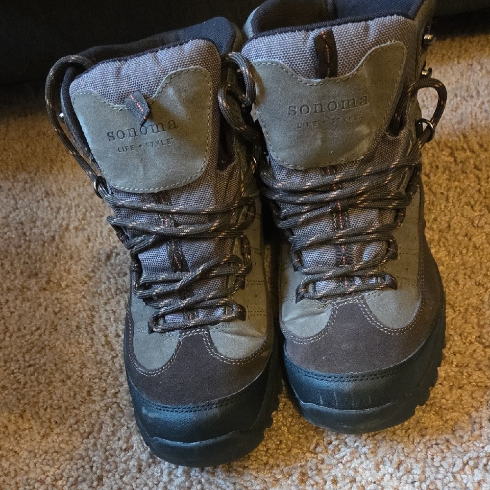 Sonoma Two-Tone Brown and Olive Lace-Up Hiking Boots - Picture 9 of 10